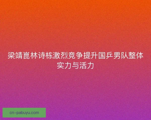 梁靖崑林诗栋激烈竞争提升国乒男队整体实力与活力